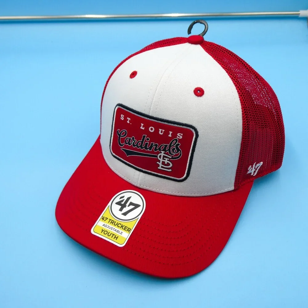 '47 Brand St Louis Cardinals Youth‎ Hat Boys White Red Snapback Trucker Mesh New